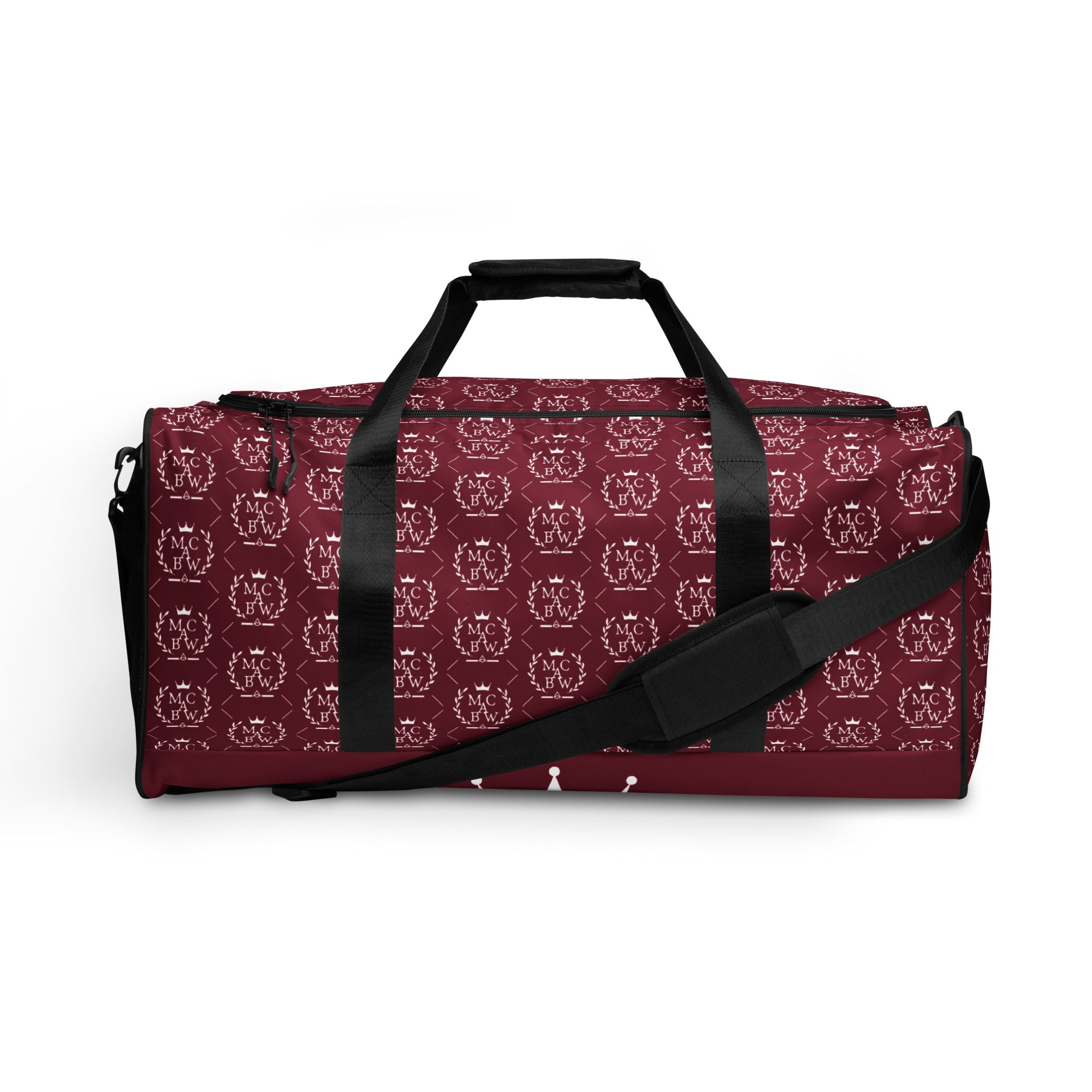 Burgundy/White Duffle Bag