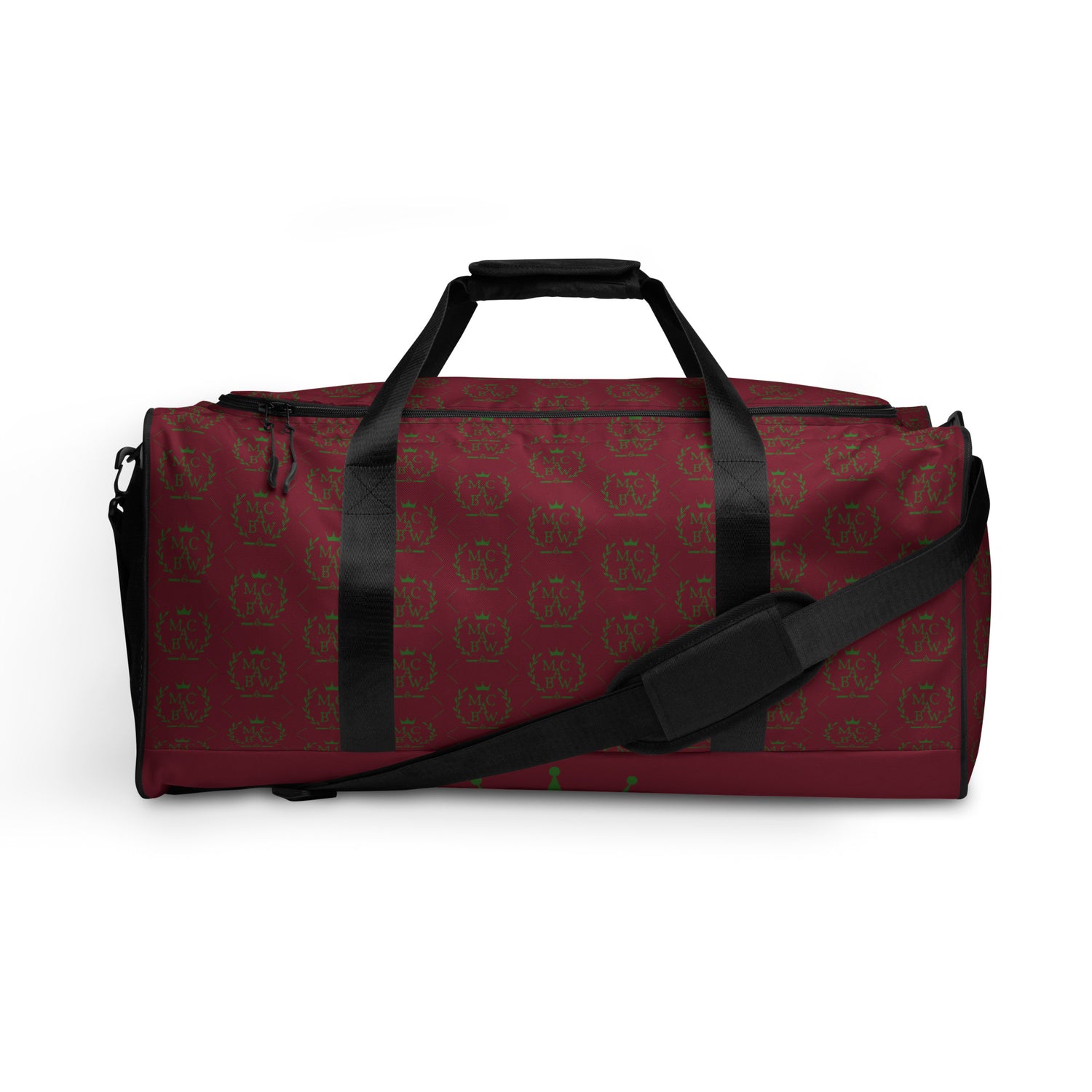 Burgundy/Green Duffle Bag