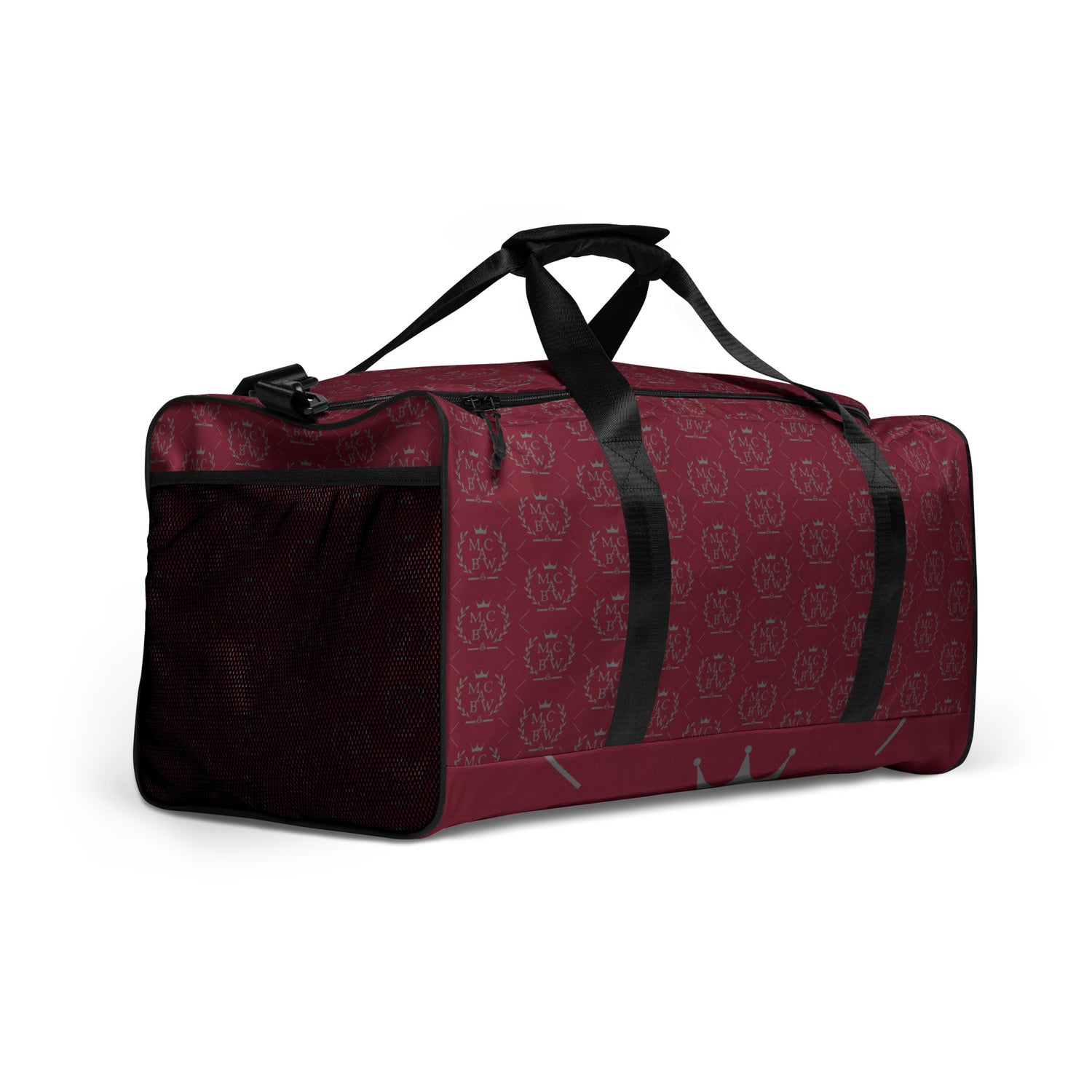 Burgundy/Siver Duffle Bag