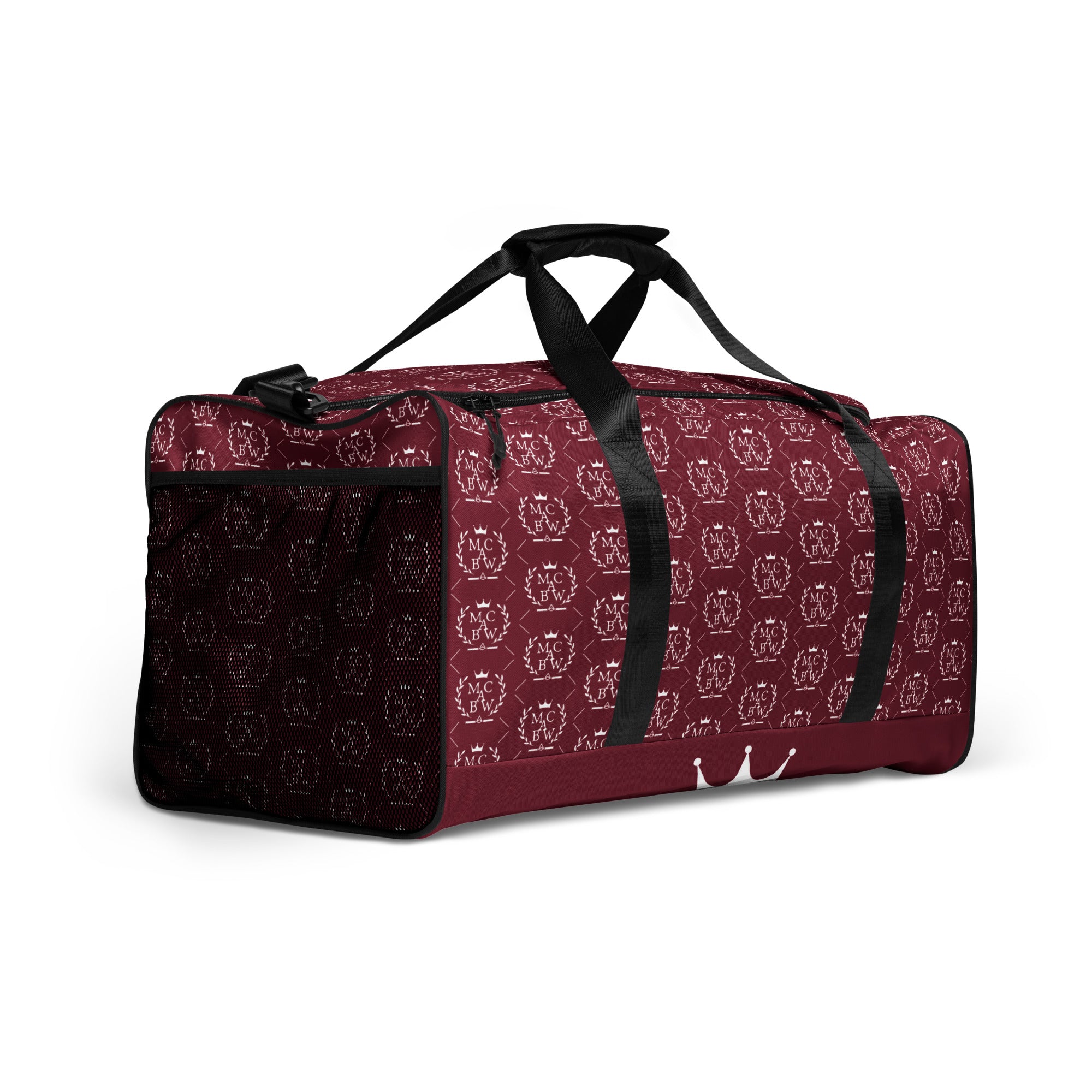 Burgundy/White Duffle Bag