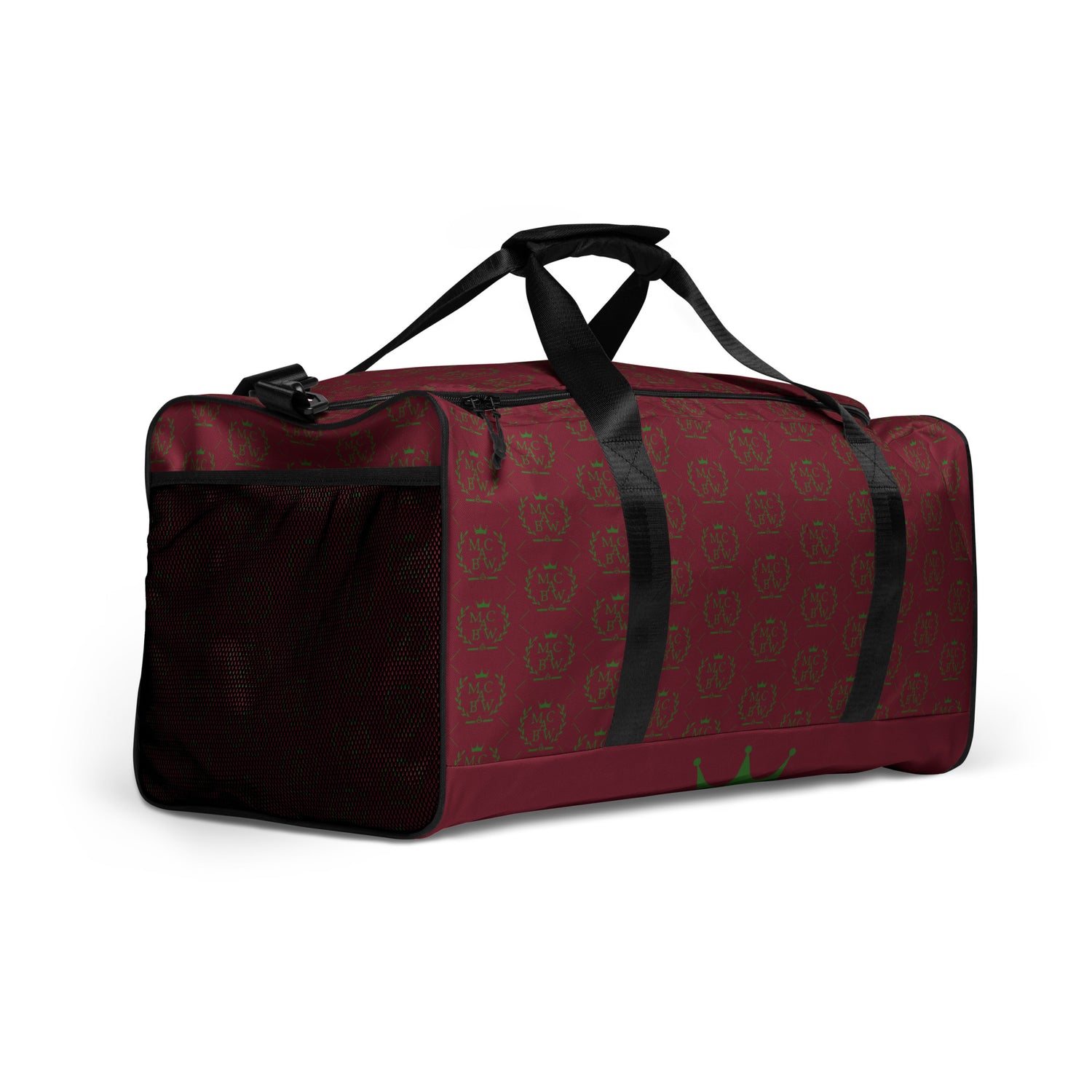 Burgundy/Green Duffle Bag