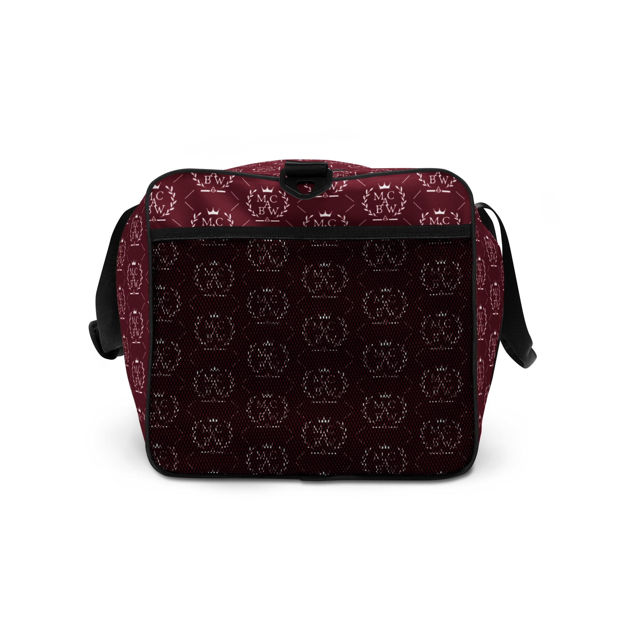 Burgundy/White Duffle Bag
