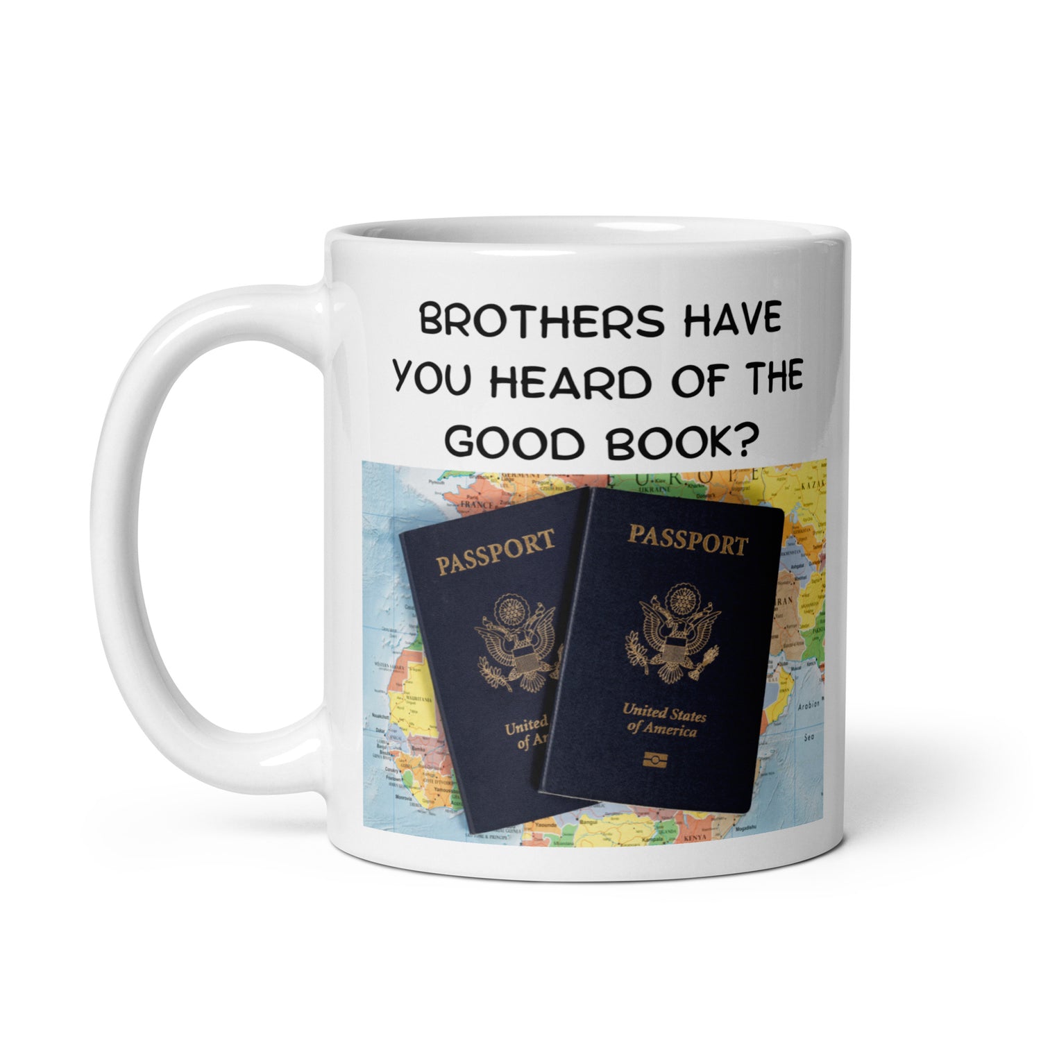 The Good Book White glossy mug