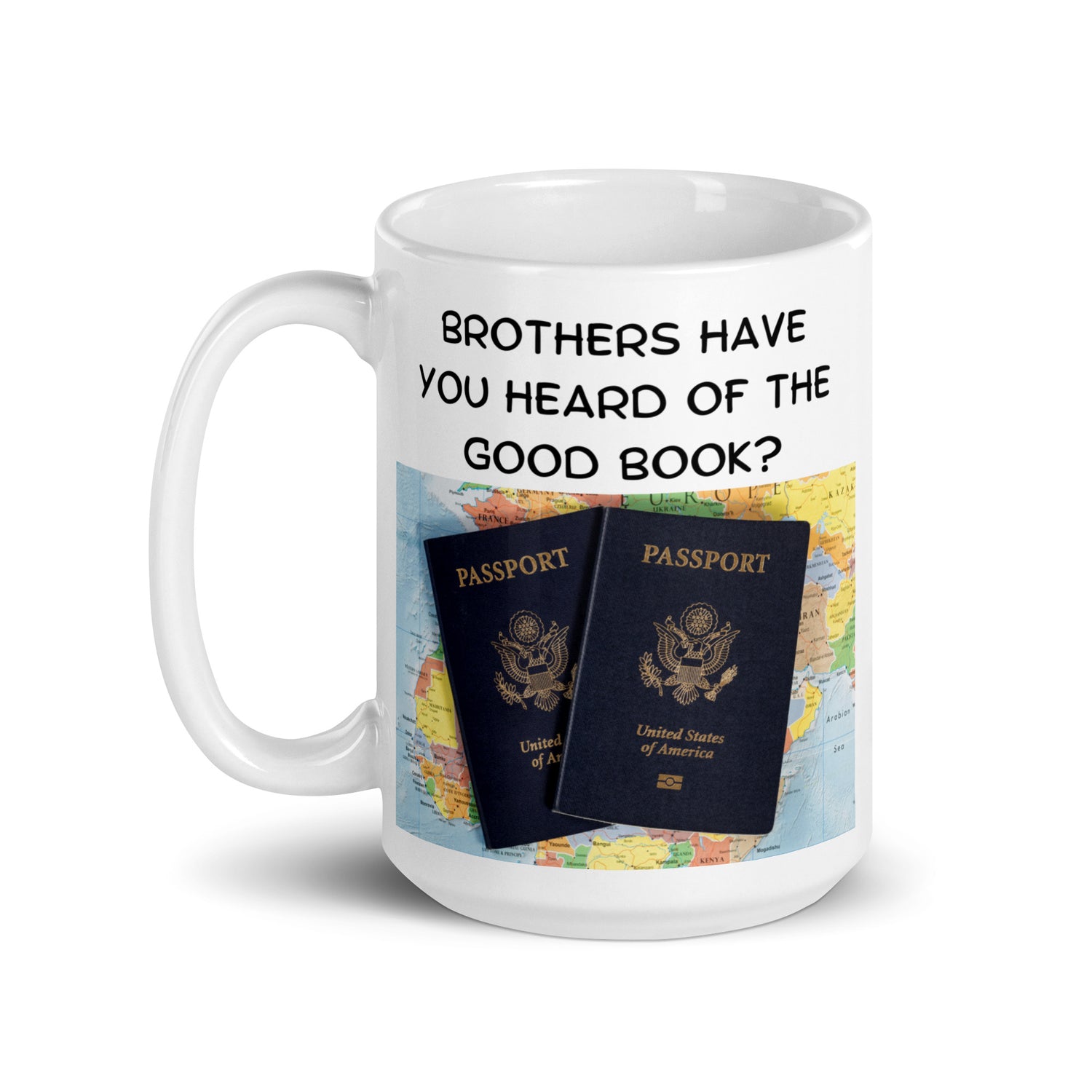 The Good Book White glossy mug