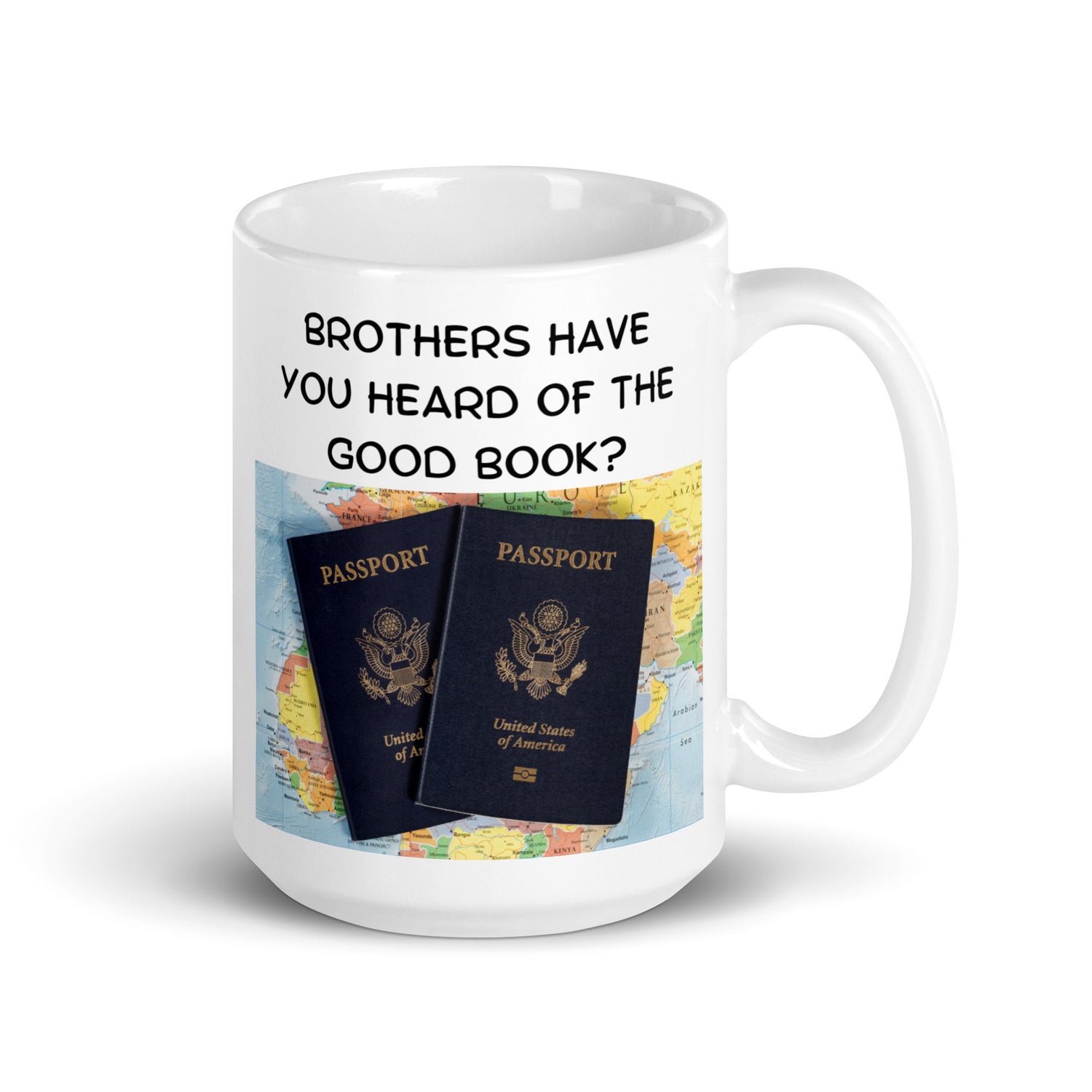 The Good Book White glossy mug