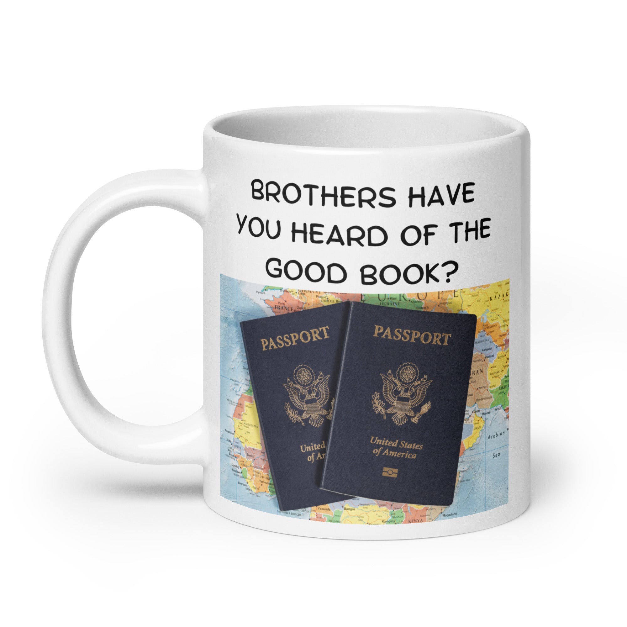 The Good Book White glossy mug