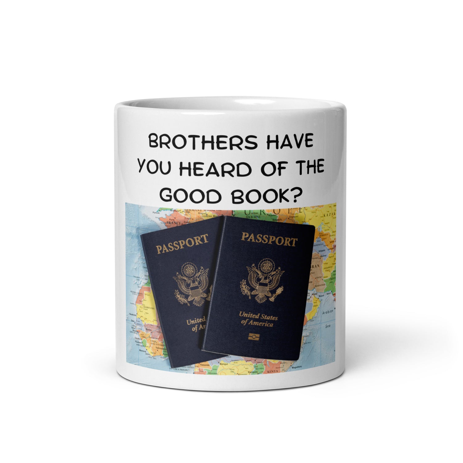 The Good Book Passport coffee mug