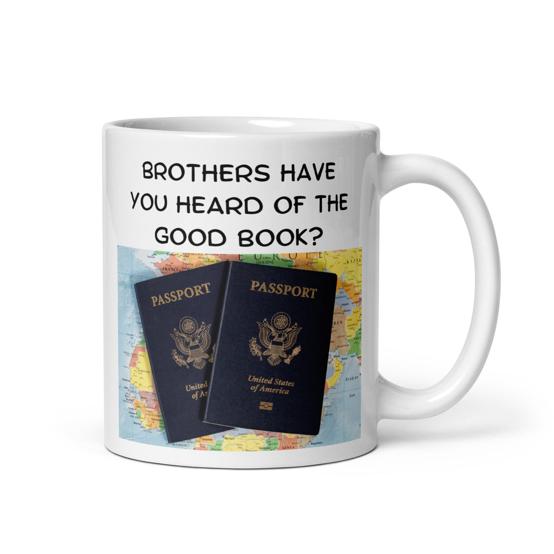 The Good Book White glossy mug