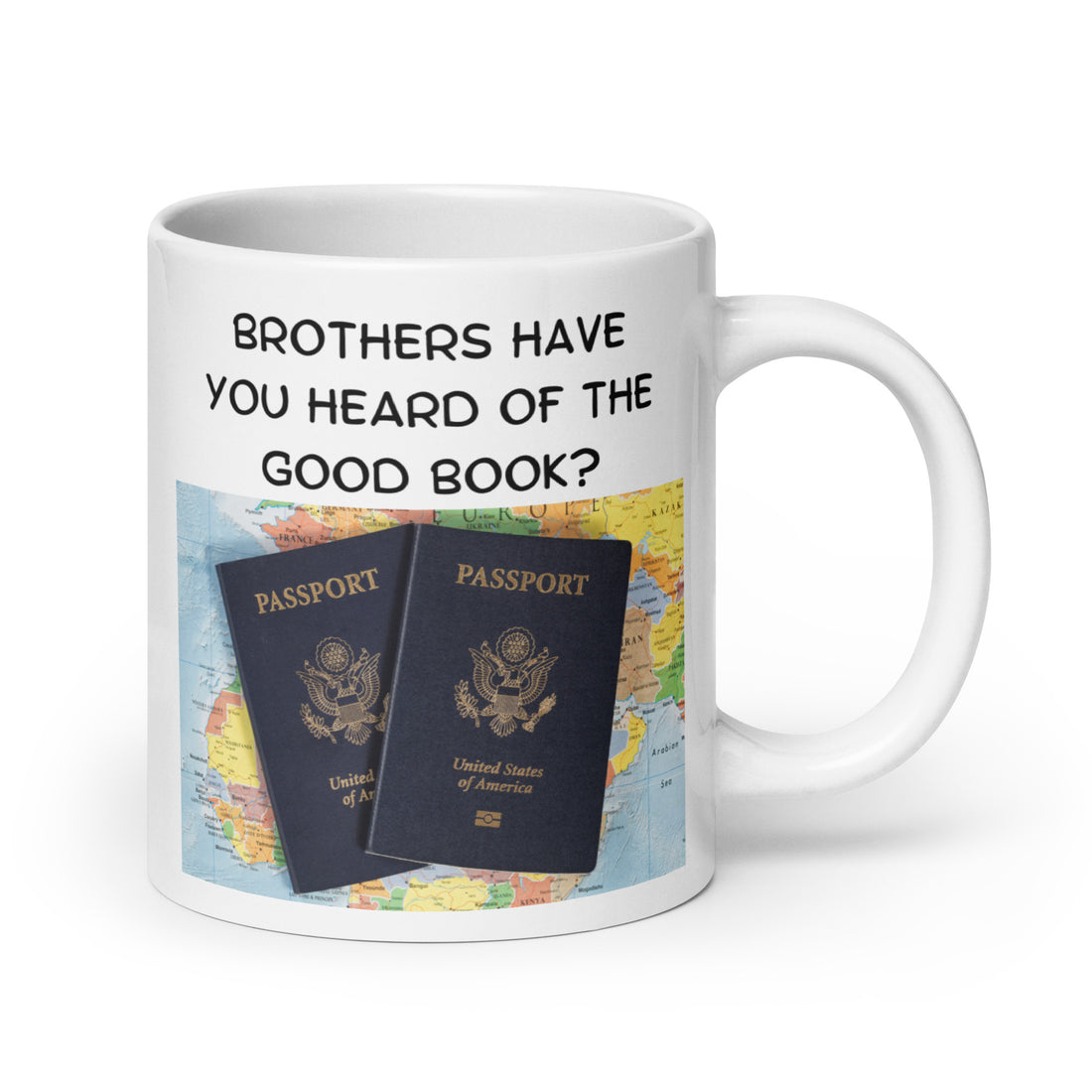 The Good Book White glossy mug